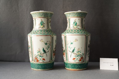 A pair of Chinese famille verte vases, 19th C.