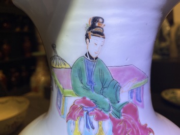 A Chinese famille rose vase with ladies playing go, Yongzheng