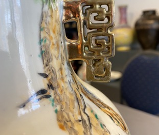 A Chinese qianjiang cai vase with a fine landscape, 19/20th C.