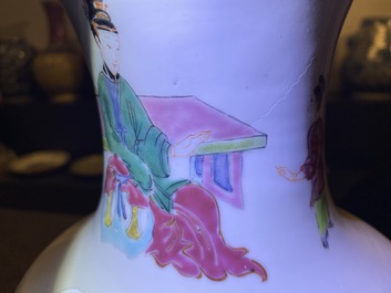 A Chinese famille rose vase with ladies playing go, Yongzheng