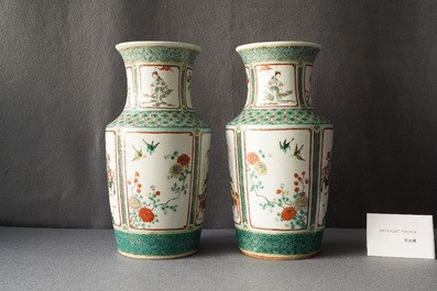 A pair of Chinese famille verte vases, 19th C.