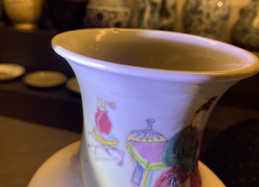 A Chinese famille rose vase with ladies playing go, Yongzheng