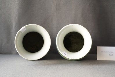 A pair of Chinese famille verte vases, 19th C.