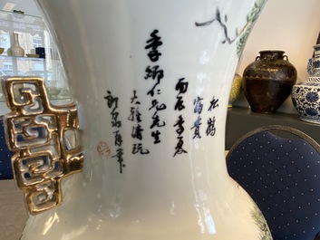 A Chinese qianjiang cai vase with a fine landscape, 19/20th C.
