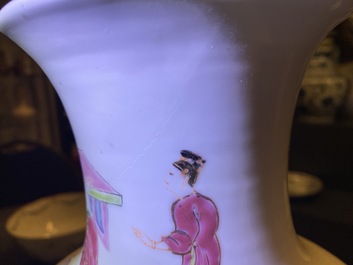 A Chinese famille rose vase with ladies playing go, Yongzheng