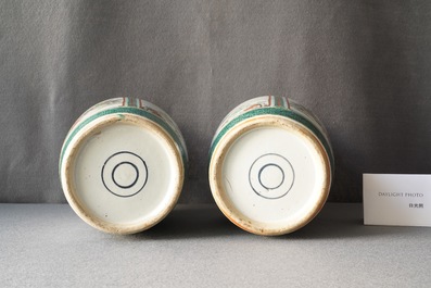 A pair of Chinese famille verte vases, 19th C.