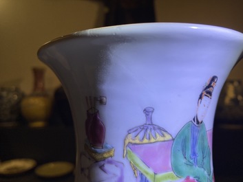 A Chinese famille rose vase with ladies playing go, Yongzheng