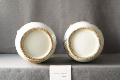 Une paire de vases en porcelaine de Chine qianjiang cai, 19/20&egrave;me
