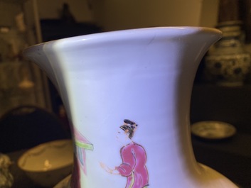 A Chinese famille rose vase with ladies playing go, Yongzheng