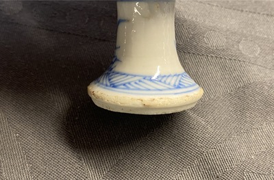 Two Chinese blue and white wine cups and a stem cup, Transitional period