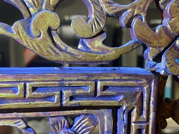 A Chinese gilt carved wood screen for the Straits or Peranakan market, 19th C.
