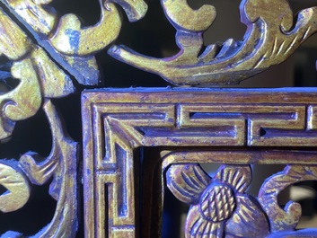 A Chinese gilt carved wood screen for the Straits or Peranakan market, 19th C.