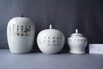Six various Chinese famille rose and qianjiang cai vases, 19/20th C.