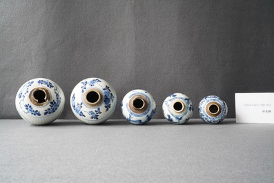 Five Chinese blue and white jars, Kangxi