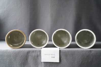 Four reticulated Chinese qianjiang cai hat stands, 19/20th C.