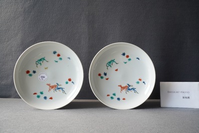 Four Japanese Kakiemon 'deer' plates, Edo, 17/18th C.