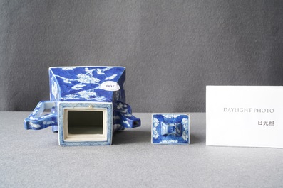 A Chinese blue and white teapot after a Yixing model, 19th C.