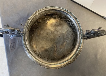 A Chinese silver censer and cover, 19/20th C.