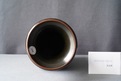 A Chinese monochrome teadust vase, Yongzheng mark, 19th C.