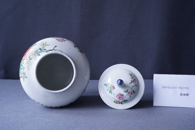 Six various Chinese famille rose and qianjiang cai vases, 19/20th C.