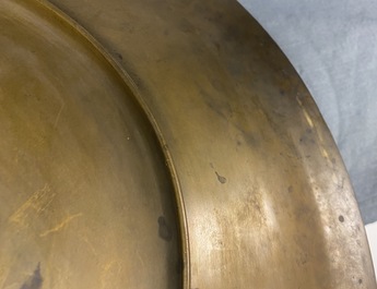 A large Japanese bronze dish, signed Miyao, Meiji, 19th C.