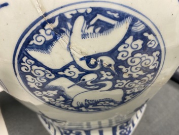 A Chinese blue and white 'cranes' vase, Jiajing