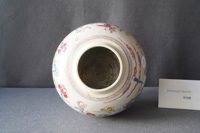 A Chinese famille rose 'hundred boys' jar, Yongzheng