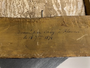 Une plaque en majolique italienne &agrave; d&eacute;cor religieux, Castelli, 18&egrave;me