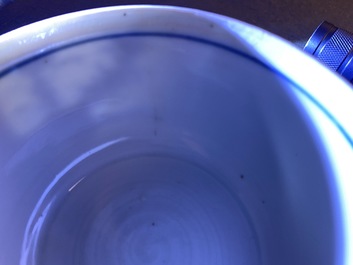 Two Chinese blue and white porringer bowls and covers, Kangxi