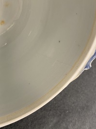 Two Chinese blue and white porringer bowls and covers, Kangxi