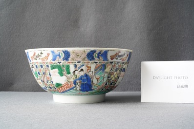 Un bol en porcelaine de Chine famille verte &agrave; d&eacute;cor de 'La romance de la chambre de l'ouest', Kangxi