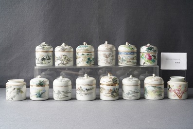 Une collection de 14 r&eacute;chauds en porcelaine de Chine qianjiang cai, 19/20&egrave;me