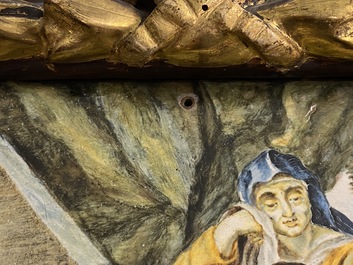 Une plaque en majolique italienne &agrave; d&eacute;cor religieux, Castelli, 18&egrave;me