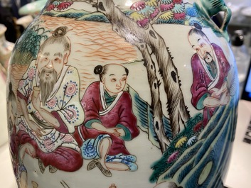 Three Chinese famille rose vases, 19th C.