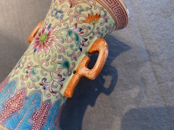 A Chinese famille rose vase with floral design, Qianlong mark, Republic