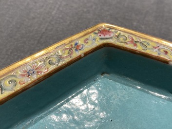 A pair of Chinese famille rose jardini&egrave;res on stands, Qianlong mark, Jiaqing