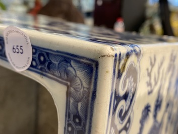 A square Chinese blue and white 'dragon' jardini&egrave;re, 19th C.
