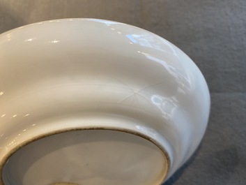 Four Chinese Canton famille rose plates and two covered bowls, 19th C.