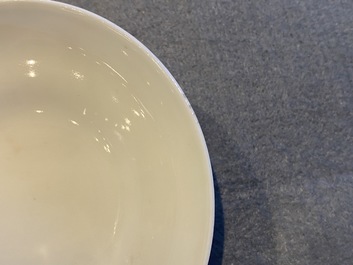 Four Chinese Canton famille rose plates and two covered bowls, 19th C.