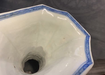 A Chinese blue and white five-piece garniture with boys and ladies, Kangxi