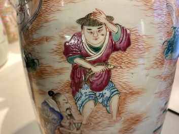 Three Chinese famille rose vases, 19th C.