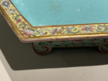 A pair of Chinese famille rose jardini&egrave;res on stands, Qianlong mark, Jiaqing