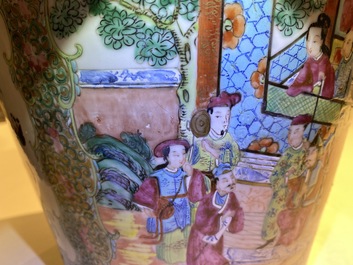 A pair of Chinese Canton famille rose vases and two single vases, 19th C.