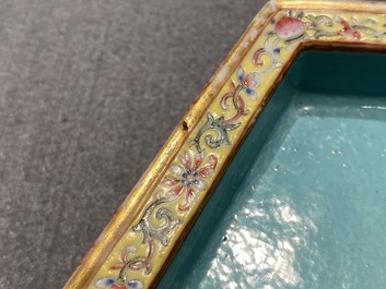A pair of Chinese famille rose jardini&egrave;res on stands, Qianlong mark, Jiaqing