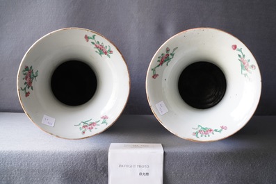 A pair of Chinese Canton famille rose vases and two single vases, 19th C.