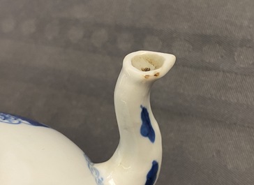A Chinese blue and white 'landscape' teapot and cover, Kangxi