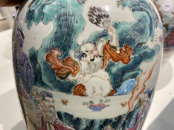 Two Chinese famille rose ginger jars, 19th C.