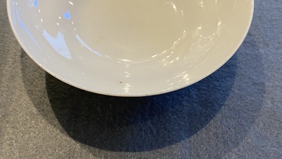 Four Chinese Canton famille rose plates and two covered bowls, 19th C.
