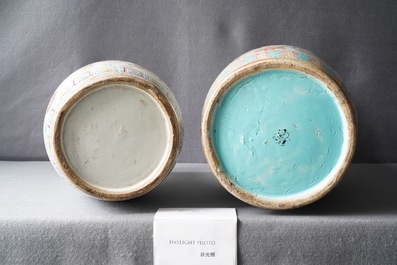 A pair of Chinese Canton famille rose vases and two single vases, 19th C.
