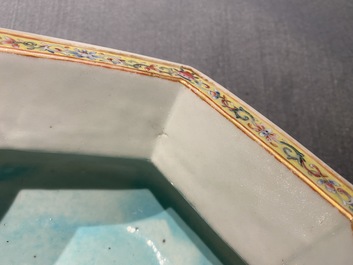 A pair of Chinese famille rose jardini&egrave;res on stands, Qianlong mark, Jiaqing